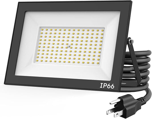 100W LED Flood Lights Outdoor – 18000 LM Super Bright Security Lighting, IP66 Waterproof, 5000K Daylight – Energy-Efficient Outdoor Lights for Garage, Garden, Lawn, Backyard