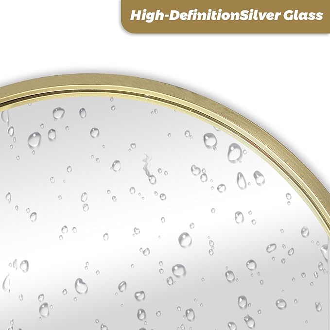 Trifold Vanity Mirrors 3 Way, 30 x 37in Adjustable Vanity Mirrors for Bathroom, Bedroom, Champaign Golden Arch Mirrors Wall Mounted Decoration, Braiding Hair, Makeup 360° Way