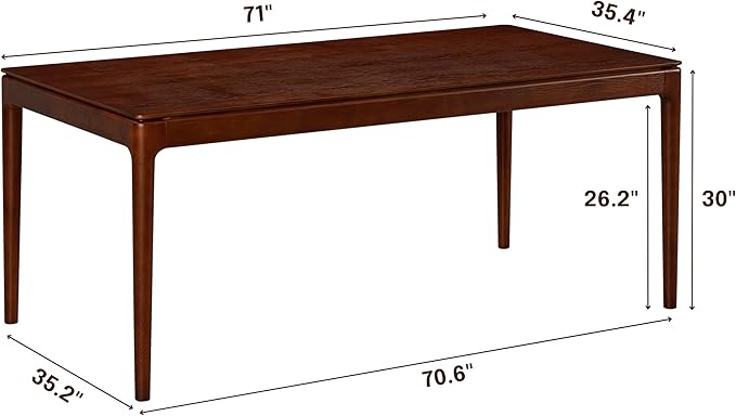 NTC Mingle 71 Inch Modern Design, Rectangular Dinner Table for Dining Room, Living Room Furniture, Effortless Assembly, Dark Walnut