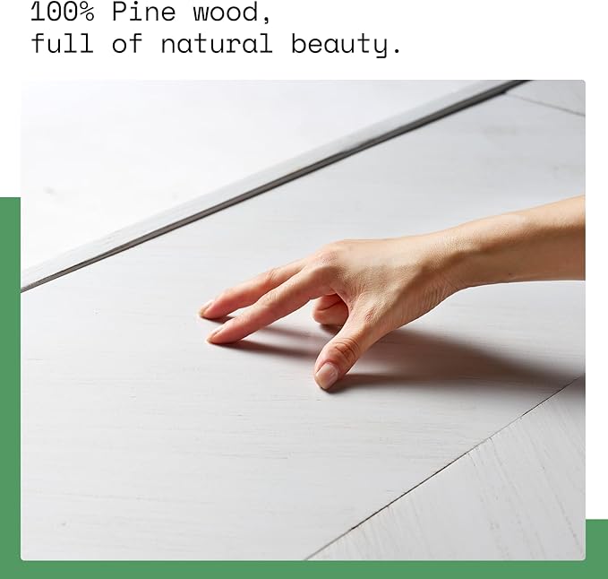 AMERLIFE Solid Wood Queen Size Bed Frame with Headboard, Rustic Style Platform Bed Frame with Under-Bed Storage, No Box Spring Needed, Noise Free, Easy Assembly, Antique White