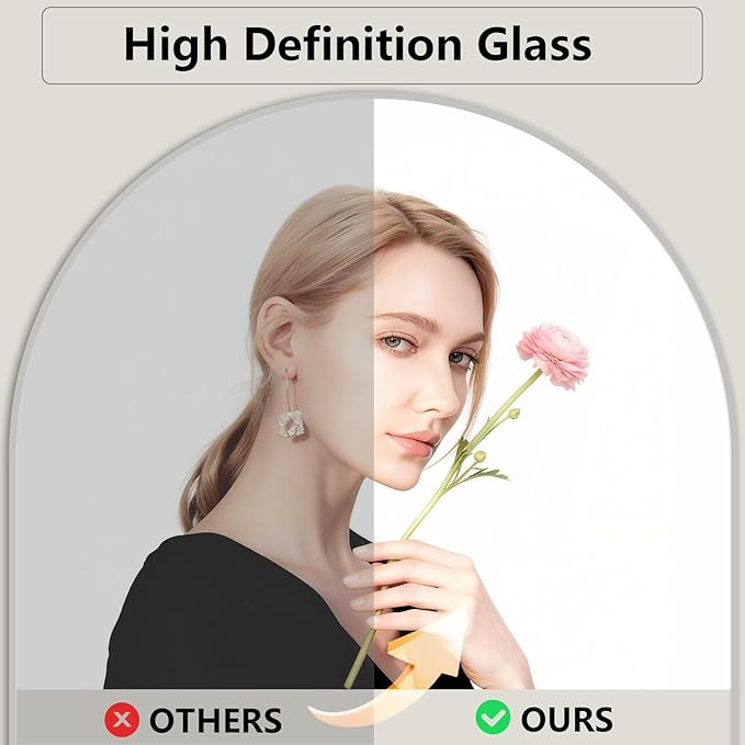 Oversized Full Length Mirror, 40"x80" Large Arched Floor Mirror Full Length with Stand, Room Decor Big Full Body Mirror with HD Tempered Glass Aluminum Frame for Bedroom Living Room, Silver