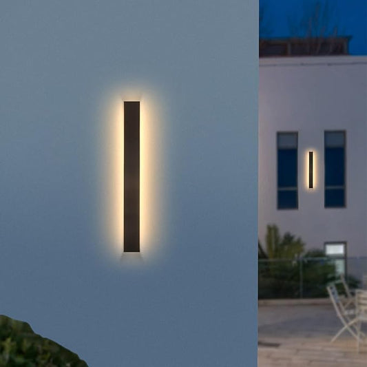 24 Inch Outdoor Wall Sconce,Outdoor Modern Long Led Wall Light,Waterproof Ip65 Black Strip Linear Wall Lights,19W 3000K Rectangular Lighting Fixture Lamps Acrylic Anti Rust