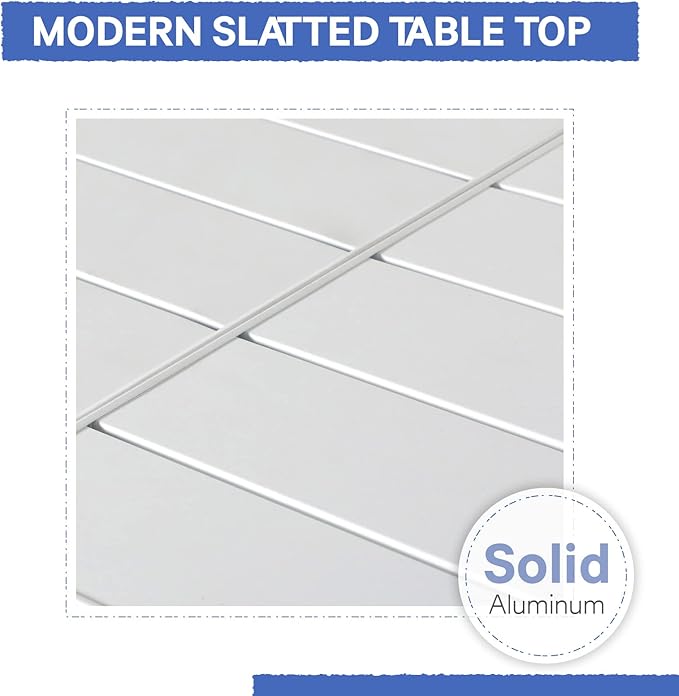 Soleil Jardin Aluminum Patio Extendable Dining Table, 35" - 71", Adjustable Indoor Outdoor Furniture Rectangle Table for 4-6 Person Porch Deck Garden, White