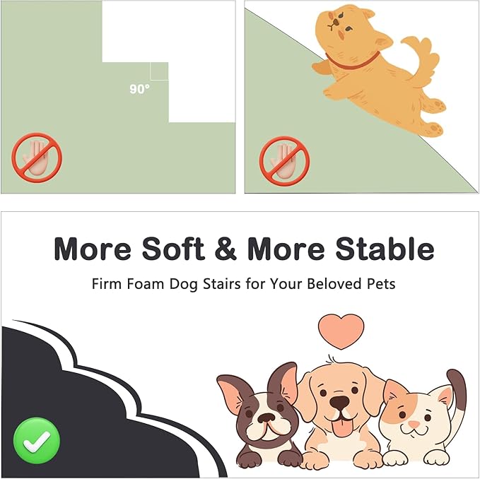 30D Foam Dog Stairs & Steps Ramps for High Beds 26-30 inches Tall, Sturdy Pet Stairs for Small Cats, LitaiL 6 Steps Pet Stairs Steps for Dog Get On Bed, Non-Slip Dogs Ramps for Older Cat