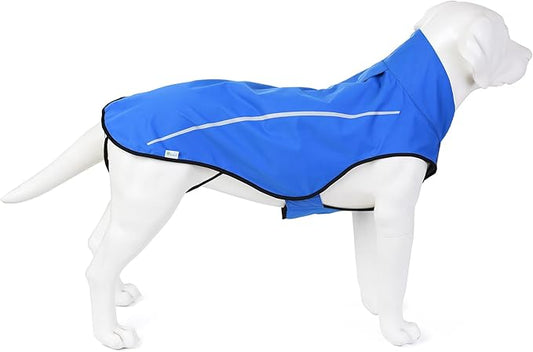 Mile High Life Dog Raincoat, Adjustable Waterproof Reflective Rain Jacket for Small Medium Large Dogs, Lightweight Breathable Pet Rain Coat with Leash Hole(Blue,M Chest 26-32")