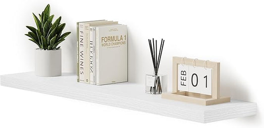 Vivelove Single Floating Shelves 48 Inches, 48 x 10 inch Deep x 1.8 in Thick, Long Wall Shelves Heavy Duty 80 lbs for Bedroom, Living Room, Kitchen, Office, Modern Shelf Book Home Decor, White