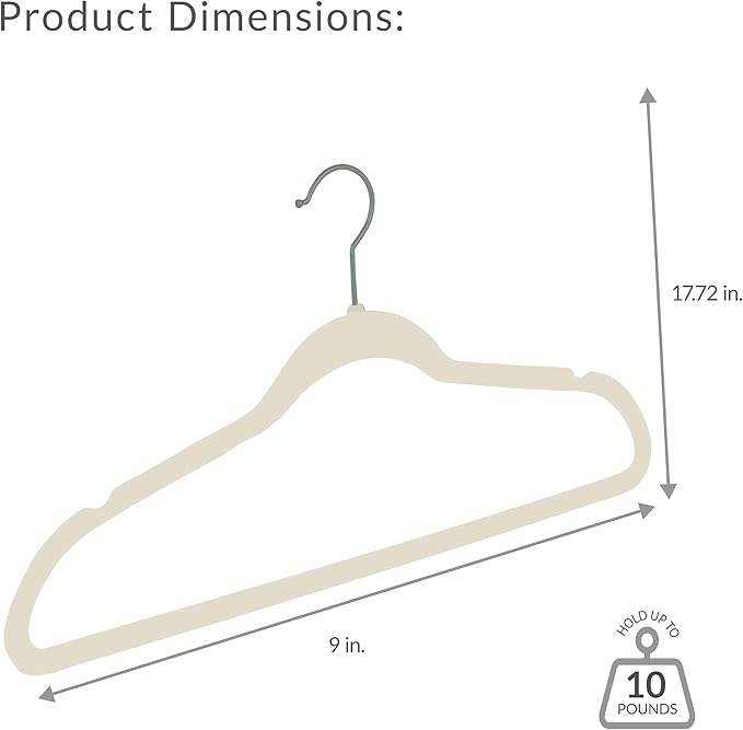 Simplify 10 Super Slim Velvet Huggable Hangers in Ivory