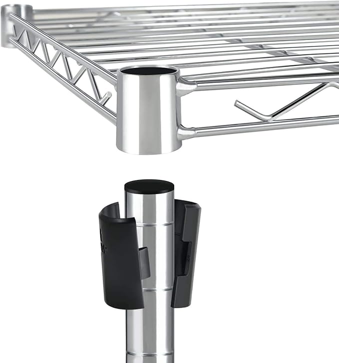 HealSmart Heavy Duty 5-Shelf Storage Shelves, 1750Lb Loading Capacity, 35.43" W x 17.72" D x 70.87" H Adjustable Shelving Unit with Wheels, Chrome