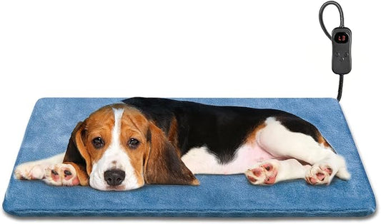 Electric Pet Heating Pad for Cats and Dogs,Adjustable Dog Cat Heating Pad with 6 Temp & 5 Timer,Waterproof,Chew Resistant Cord, for Kittens & Puppy 24 * 12in