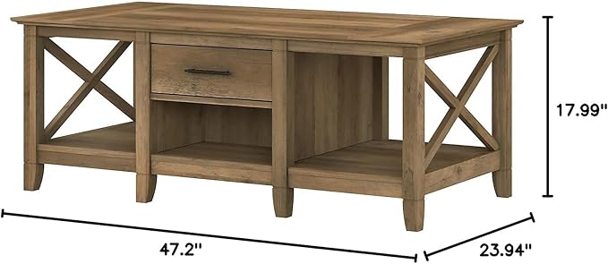 Bush Furniture Key West Coffee Table with Storage in Reclaimed Pine