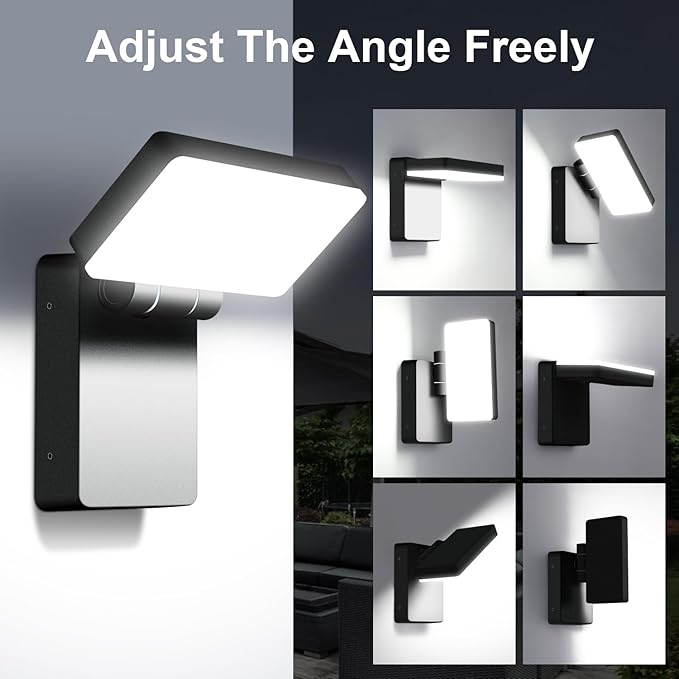 Juyace 60W Led Outdoor Wall Park Flood Light Modern Exterior Security Lighting Fixture for House with Rotate Freely 6000lm 5000k IP65 Waterprroof Floodlight for Above Garage