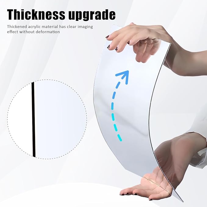 Cabilock 4 Pack Acrylic Mirror Tiles 16X16 Inch Self Adhesive Full Length Wall Mirrors with Rounded Corners Shatterproof Stick on Sheets for Bathroom Home Decor