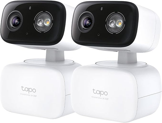Tapo 2K 3MP Pan/Tilt Indoor/Outdoor Security Camera - Free Person/Baby Cry Detect & Motion Track, 360° Track, Color Night Vision, SD/Cloud Storage, Works w/Alexa & Google Home, HybridCam 360 (2-Pack)