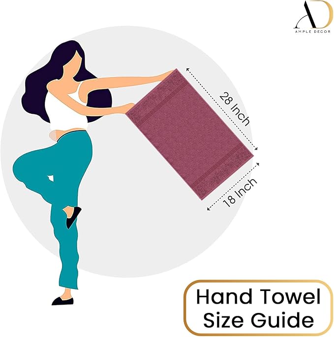 Ample Decor 100% Cotton Grape Purple Hand Towel for Kitchen Set of 8, Absorbent Premium Quality, for Bathroom, Hotel, Spa, Gym, Kitchen - 18 X 28 Inch