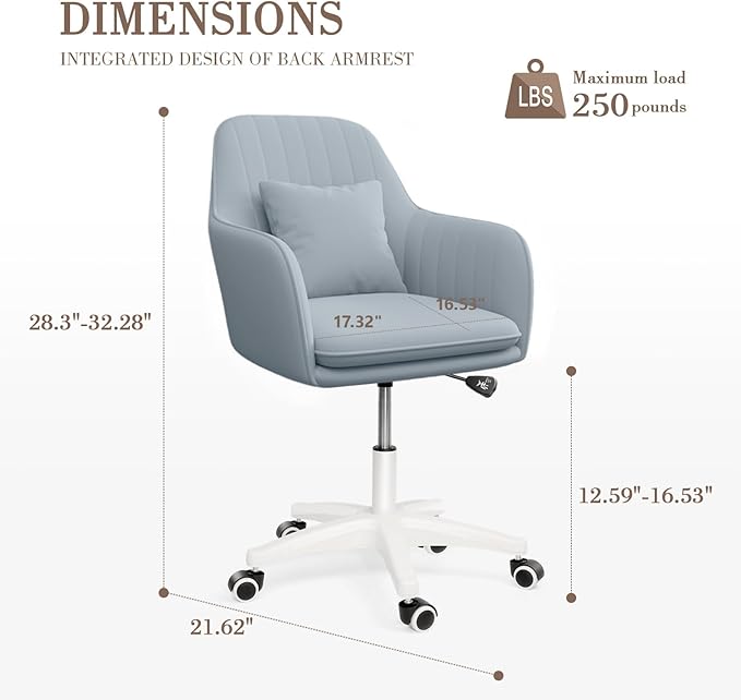 Cute Office Chair - Adjustable Task Chair, Modern & Comfortable, 360 Swivel, Mid Back, Suitable for Home Office & Living Room