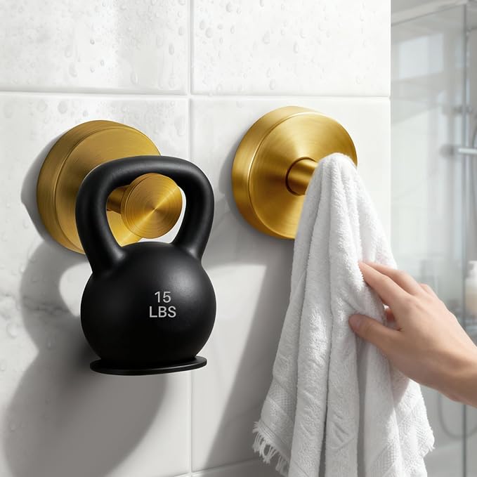 Suction Cup Hooks Stainless Steel Shower Hooks No Drill Towel Hooks Removable Wreath Hanger for Front Door, Bathroom Wall, Kitchen, Glass, Mirror (2 Pack)