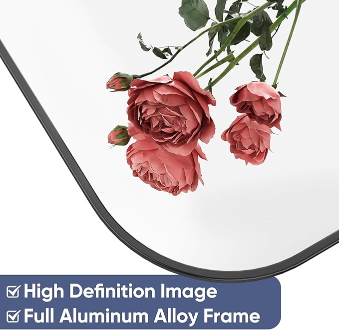 Antok Full Length Mirror, 71"x26" Floor Mirror Freestanding, Arched Floor Standing Large Mirrors Full Body Mirrors with Stand for Bedroom, Hanging Mounted Mirror for Living Room, Black