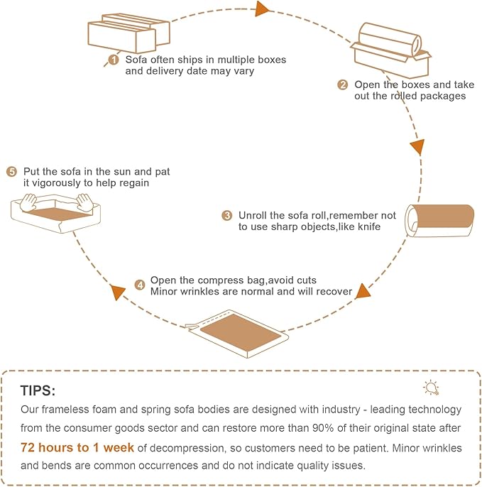80" Modern Compressed Boneless Love Seat Couches with 2 Ottomans, 2 Seater Large Sectional Couches for Living Room, Camel Corduroy Cloud Modular Sectional Sofa, Memory Foam, Deep Loveseat, No Assembly