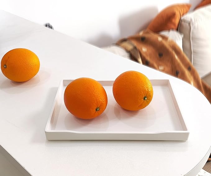 Small White Serving Tray (9.5 x 7 inch) for Serving Accessory, Drinks, Spa, Coffee, Wine, Tea, Bar, Party, Seasoning, Perfume and Display Use.