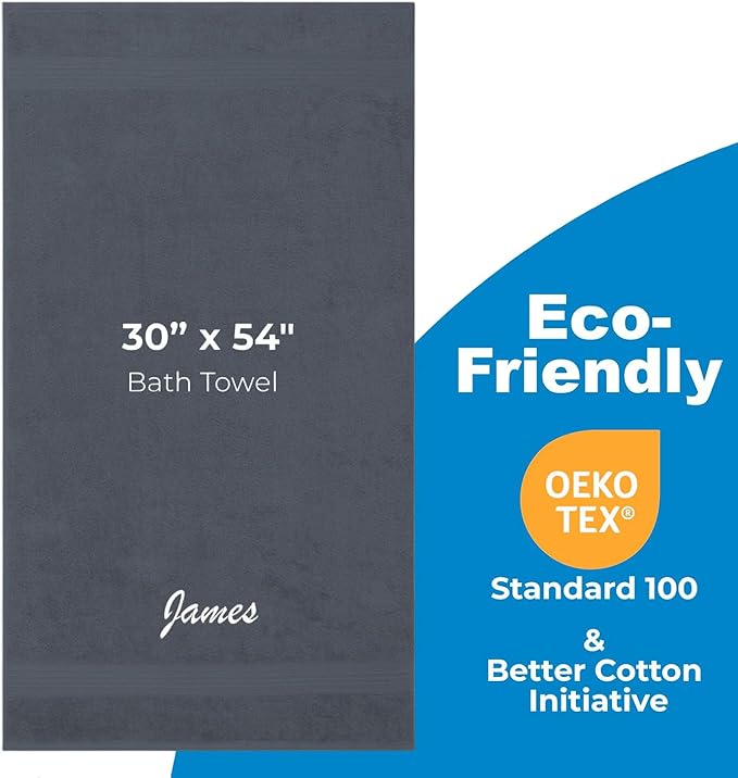 Kaufman - Personalized Velour Beach and Pool Towel 100% Cotton 30in X 60in Solid Color Bath Towel Embroidered (Steel)