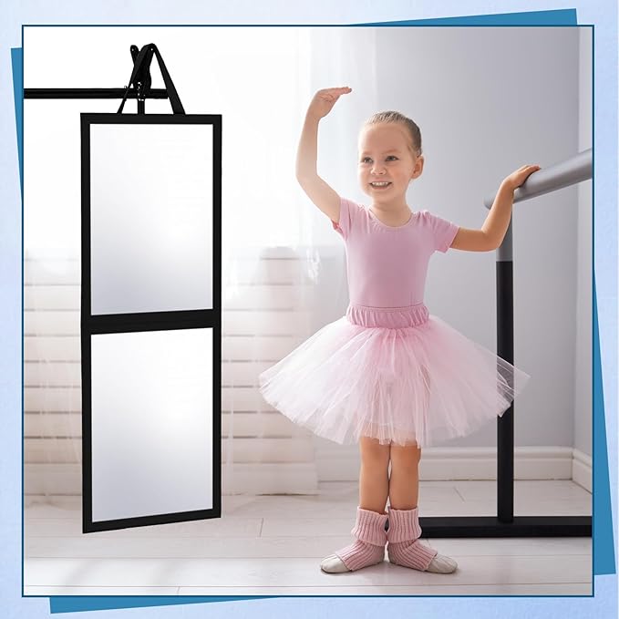 Foldable Portable Full Length Mirror for Dorm Dance Backstage Camping Travel Hanging Folding Makeup Body Mirror for Dancers Artists Home Aestheticians Spa(Black,33.5" X 13.4")