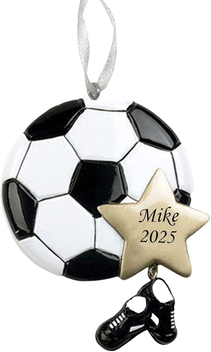2025 Soccer Christmas Ornament – Personalized Soccer Ball Holiday Keepsake – Custom Soccer Ornament for Kids, Players & Fans – Unique Sports Decoration & Gift for Soccer Lovers (Soccer Star)