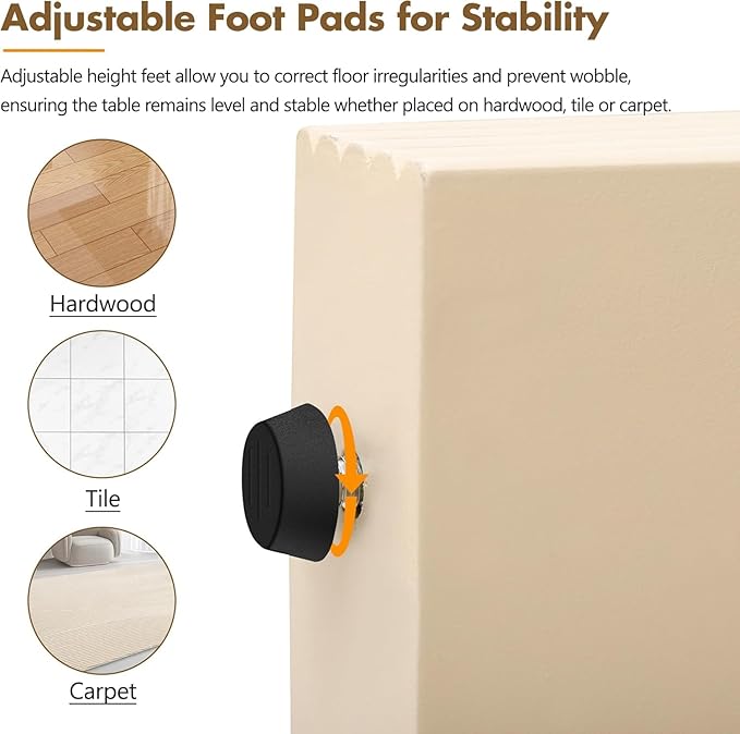 55'' Fluted Console Table with Storage Drawers, Wood Modern Curved Entryway Table with Storage for EntryWay, Hallway, Foyer (Beige)