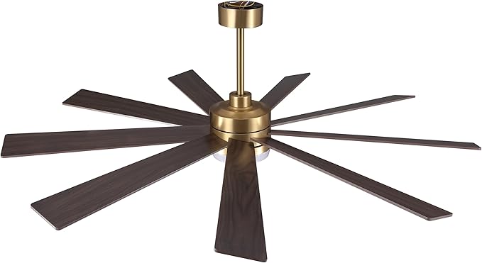 64" Ceiling Fan with Light, 6-Speed Remote Control, Reversible DC Motor, Modern 9 Blades with 4.5"/12" Downrods for Home or Commercial Gold/Walnut