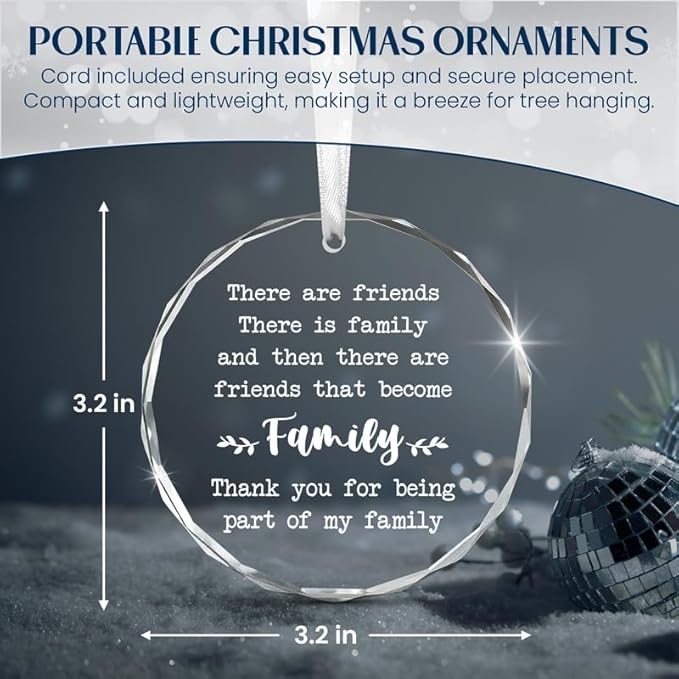 Christmas Friend Gifts for Women Men - Glass Christmas Ornaments for Tree Decorations - Friends Birthday Gifts for Women BFF Bestie, Unique Stocking Stuffers Gift Ideas for Xmas Decorations