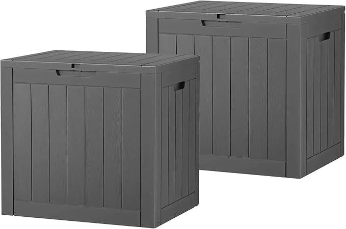 31 Gallon Outdoor Storage Box, Waterproof Resin Deck Box with Lockable Lid – Storage Cabinet for Patio Furniture, Pool Supplies, Garden Tools – Indoor & Outdoor Use(2Box/Set)