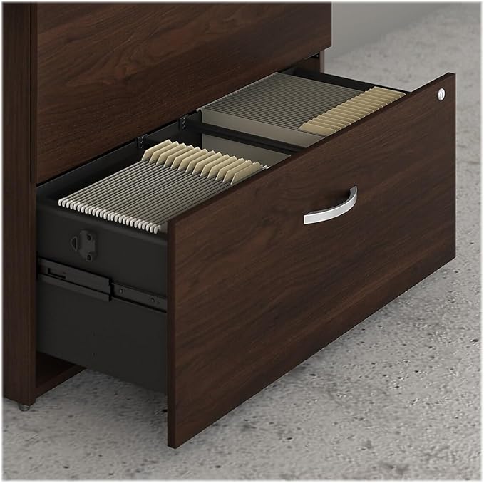 Bush Business Furniture Studio C 2 Drawer Lateral File Cabinet in Black Walnut - Assembled, Locking Document Storage for Home or Professional Office