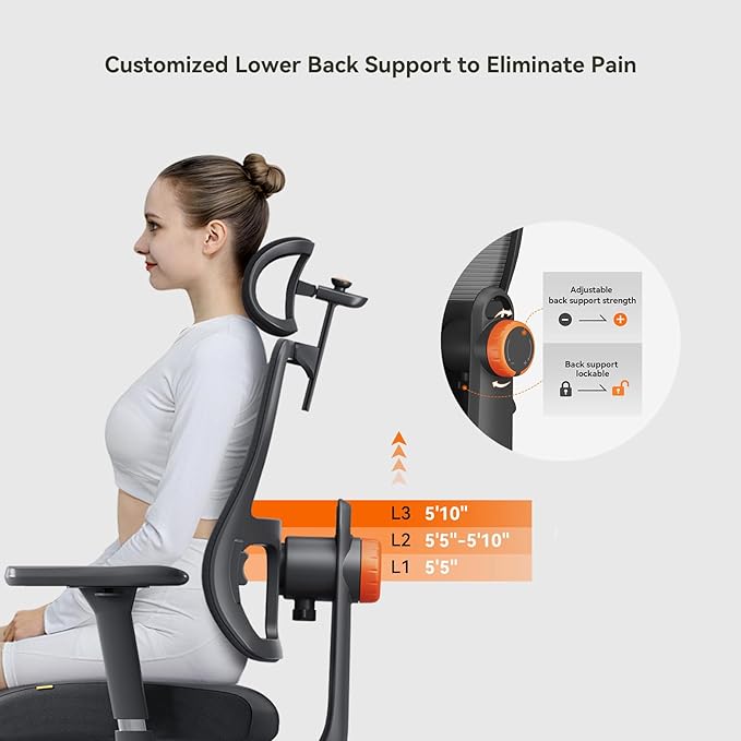 Newtral Ergonomic Office Chair, High Back Desk Chair with Footrest, Auto-Following Lumbar Support & Headrest, 4D Armrest, Adjustable Seat Depth and Height