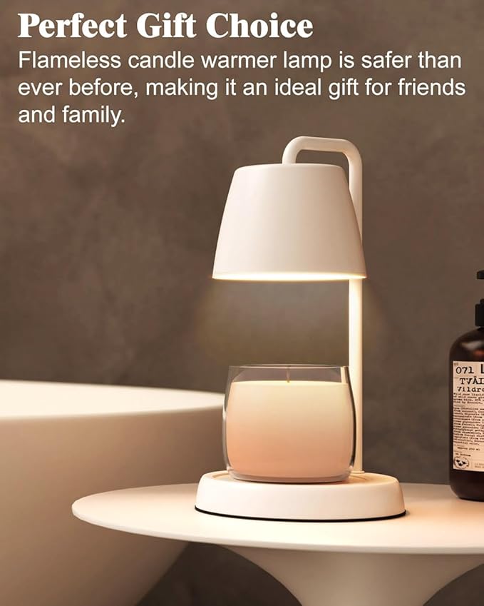 Candle Warmer Lamp with Timer and Dimmer - Electric Candle Lamp Warmer for Jar Candles - Ideal Home Decor Gift for Women, Daughter, and Mom - Includes 2 Bulbs (White)