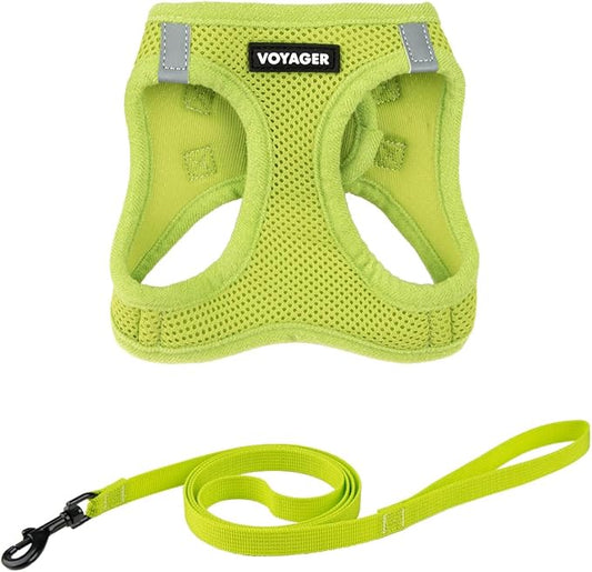 Voyager Step-in Pet Harness - All Weather Mesh, Adjustable Step in Harness for Cats and Dogs by Best Pet Supplies - 307S Lime Green, XS