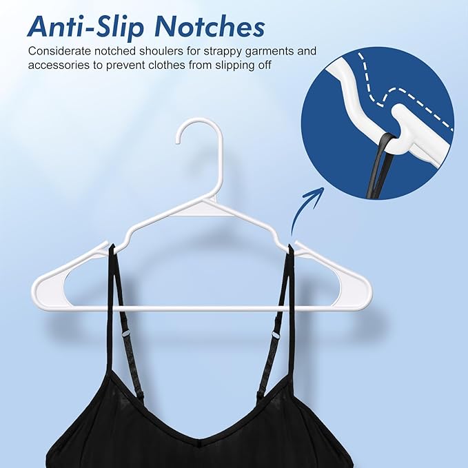HOUSE DAY 1000 Pack Plastic Clothes Hangers, Commercial Bulk Shipment for Business, Sturdy Durable Notched Hangers Ideal for Retail Dry Cleaners Warehouses, Save Cost & Warehouse Space - White