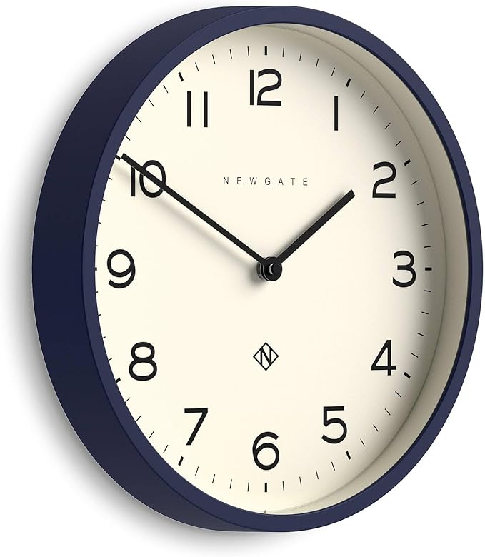 NEWGATE® Number Four Echo Wall Clock | Modern Round Clock | 30cm | Midnight Blue | Easy to Read Numbers | Ideal for Kitchen, Living Room or Office