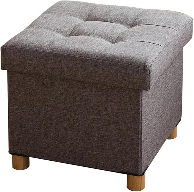 BRIAN & DANY 15 Inches Ottoman with Storage, Square Small Storage Ottoman Foot Rest with Legs, Ottomans Foot Stool for Dorm, Living Room, Entryway (Gray)