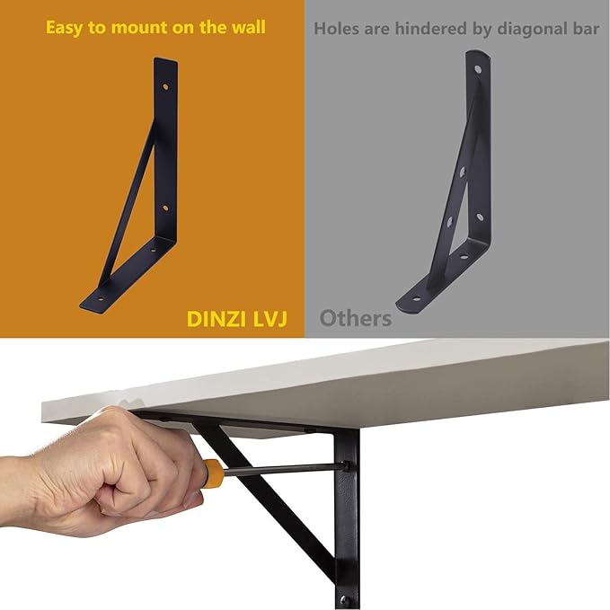 DINZI LVJ Wall Shelves, 23.6 x 7.9 x 6.1 Inch Floating Shelves for Wall, Set of 2, Easy-to-Install Wall Storage Ledges with Sturdy Metal Brackets for Living Room, Bathroom, Kitchen, Greige