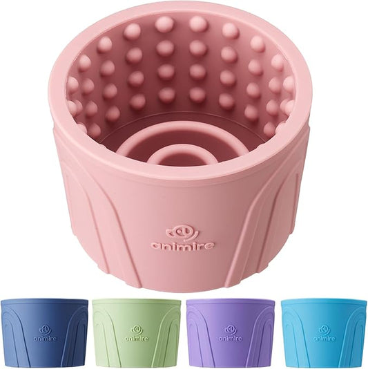 Dog Slow Feeder Lick Bowl, Anxiety Relief Dog Licking Mat Treat Dispenser, Non-Slip Anti-Choking Slow Eating Lick Bowl for Small Medium and Large Breed Dogs, BPA Free Silicone (M-L)