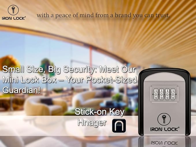 Iron Lock® Wall Mount Key Lock Box – Waterproof Heavy Duty Metal Lock Box for Keys with 4-Digit Combination & Resettable Code – Outdoor/Indoor Key Safe for Home, Office & Airbnb (Grey, Small)