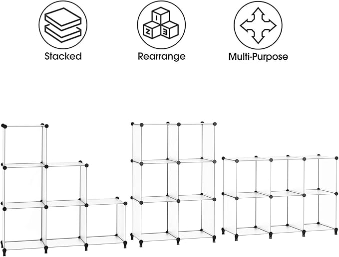 HOMIDEC 6-Cube Storage Organizer, Closet Organizer Storage Shelf Bookcase Bookshelf with Metal Hammer, Storage Cubes Organizer Cabinet for Kids, Closet, Bedroom, Bathroom, (11.8x11.8x11.8 inch)
