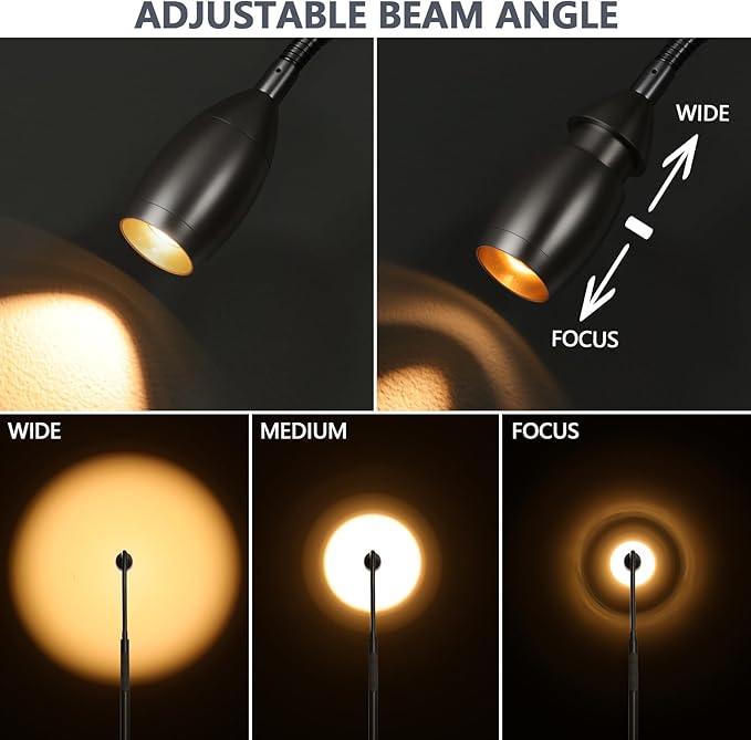 Reading Floor Lamp, 72" Tall LED Lamp with Flexible Gooseneck, Dimmable Zoomable Spotlight, Adjustable Color Beam Standing Lamp, Touch & Remote Control, Task Craft Bedroom Living Room (Brushed Nickel)