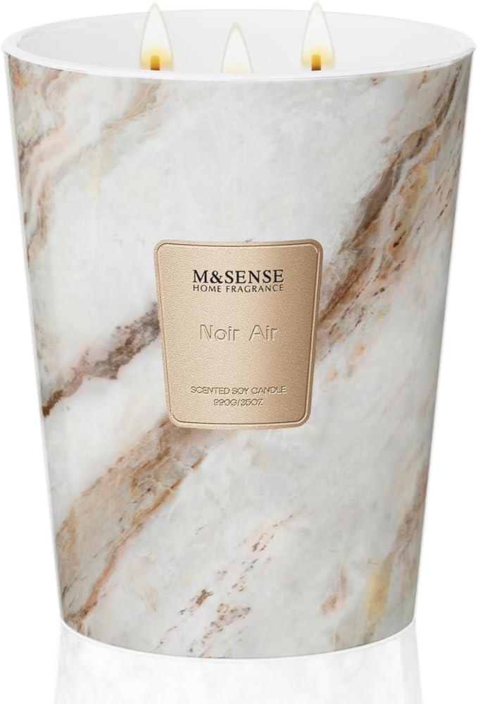 M&SENSE Extra Large Candle 35oz 150H NoirAir Scented Candle, 3 Wick Highly Scented Jar Candle, XL Candles Gift for Stress Relief, Meditation, Yoga