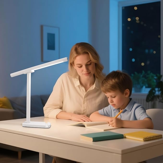 Magnetic Led Desk Lamp: 2 in 1 Reading Lamp with USB Charging Port for Home Bedroom Office Study | Dorm Desk Lamp with 3500-6500k Touch Control Dimming | 5 Brightness Levels | White