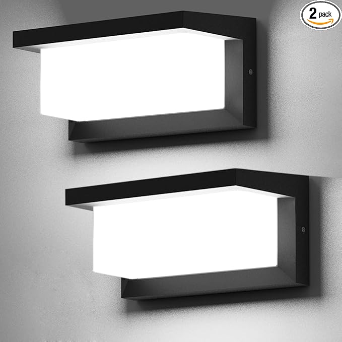 Sytmhoe Exterior Light Fixture,2Packs Outdoor Wall Light Fixture,LED Wall Sconce 3-Color-Changeable Wall Mounted Lamps,Matte Black Porch&Patio Light Outdoor,IP65 Waterproof for Hallway Stairs Gardens