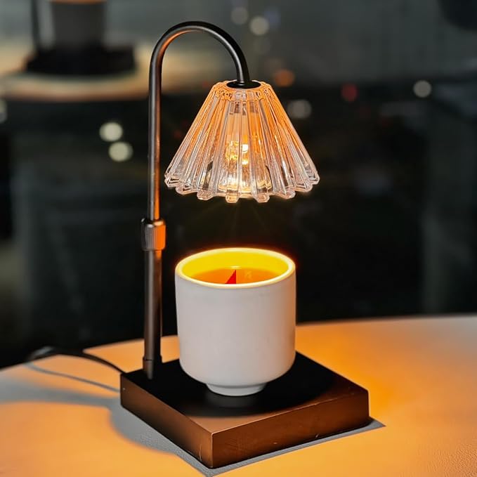 Candle Warmer Lamp with Timer and Dimmer & Includes 2 Bulbs, Electric Wax Candle Lamp Warmer for Jar Candles, Home Decor Aesthetic, and House Warming Gifts - Black Glass