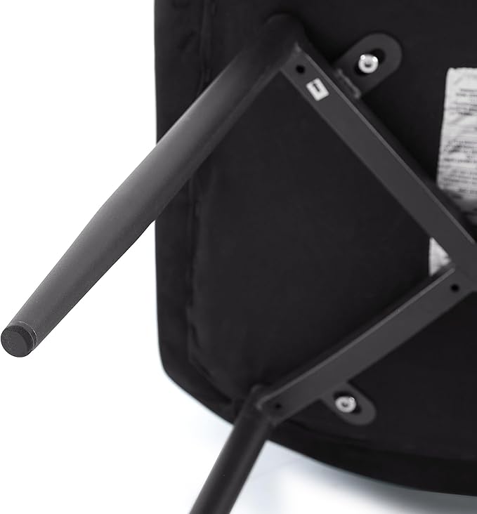 NORDICANA Dining Chairs Set of 6, Modern Black Velvet Kitchen Chairs for 6 Person, Armless Chairs Upholstered Cushion Seat, Metal Legs