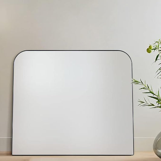 32x40'' Large Matt Black Arched Mantel Mirror Arch Rounded Corner Mirror for Bathroom, Living Room or Powder Room