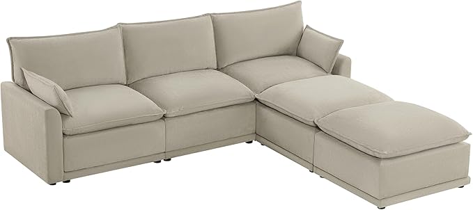 CHITA 113" Oversized Cloud Couch, Modern Modular Sectional Sofa Set for Living Room, 5 Seater U Shaped Sectional Couch, Taupe