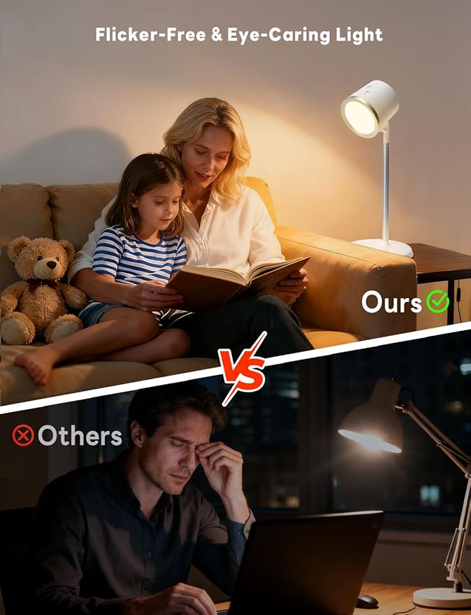 Rechargeable Desk Lamp, Magnetic Wall Mount LED Light, Dimmable Table Lamp with Adjustable Brightness & 3 Color Modes for Reading, Work, Bedroom, Hallway